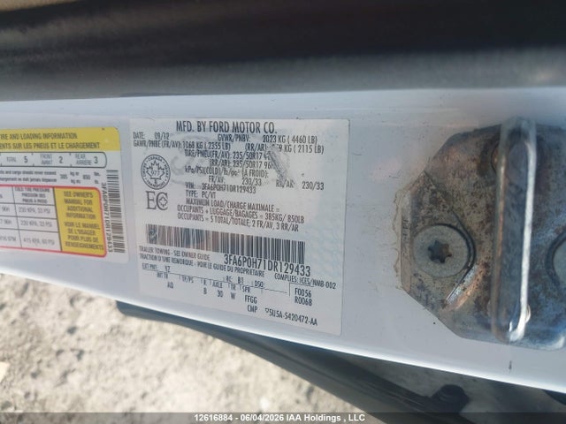 12616884 :رقم المزاد ، 3FA6P0H71DR129433 vin ، 2013 Ford Fusion مزاد بيع