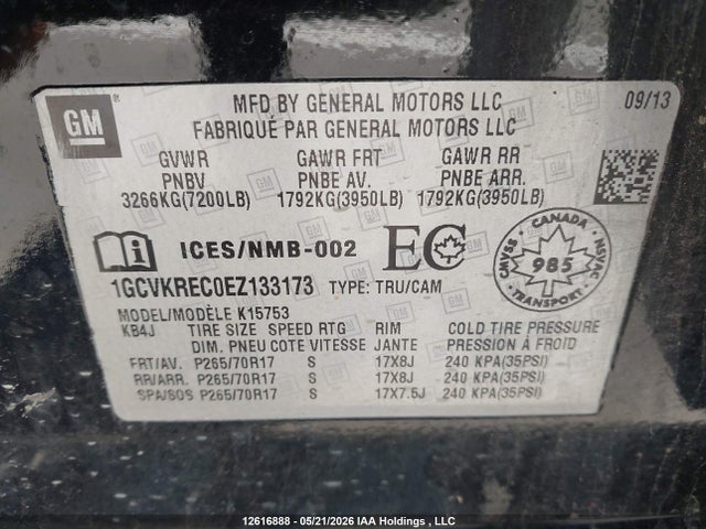 1GCVKREC0EZ133173 Chevrolet Silverado K1500 Lt