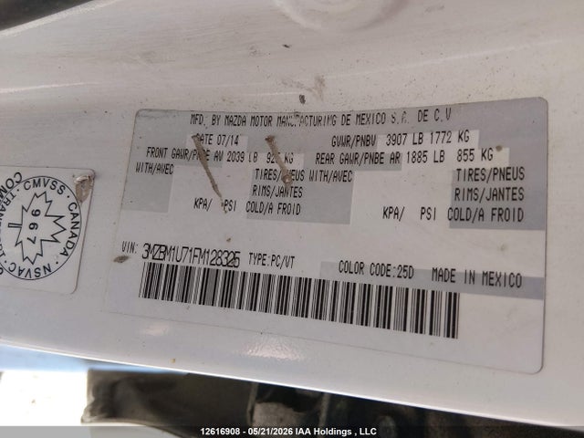 Продажа на аукционе авто 2015 Mazda 3 Sport, vin: 3MZBM1U71FM128325, номер лота: 12616908