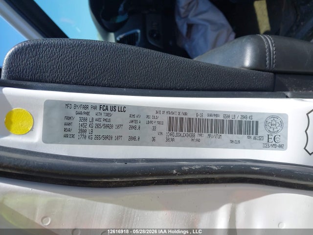 1C4RDJDGXJC434368 Dodge DURANGO GT