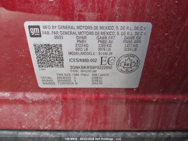 Aukcja sprzedaży 2023 Chevrolet Blazer Rs, vin: 3GNKBKRS8PS222850, numer aukcji: 12616938