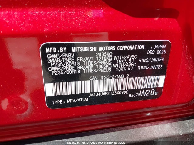 JA4J4UAB4TZ606962 Mitsubishi Outlander Es