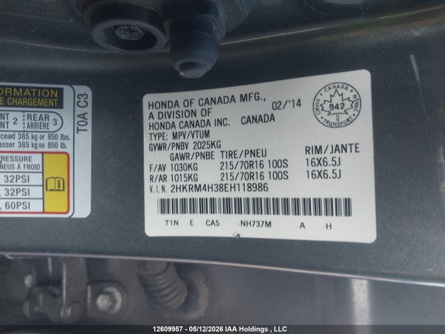 2HKRM4H38EH118986 Honda CR-V LX