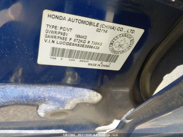 LUCGE8H53E3006438 Honda FIT LX