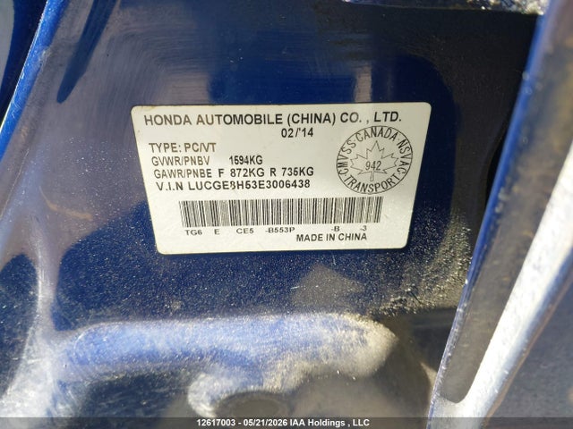 LUCGE8H53E3006438 Honda FIT LX