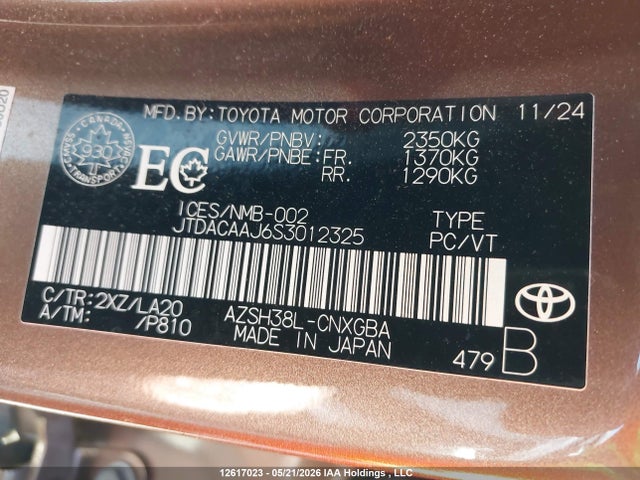 Продаж на аукціоні авто 2025 Toyota Crown Signia Limited, vin: JTDACAAJ6S3012325, номер лоту: 12617023