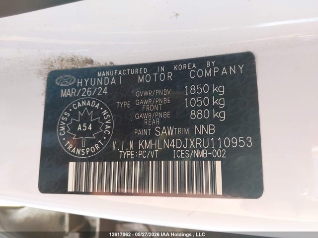 2024 Hyundai Elantra Hybrid მანქანა იყიდება აუქციონზე, vin: KMHLN4DJXRU110953, აუქციონის ნომერი: 12617062