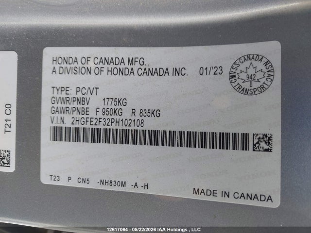 Aukcja sprzedaży 2023 Honda Civic Ex, vin: 2HGFE2F32PH102108, numer aukcji: 12617064