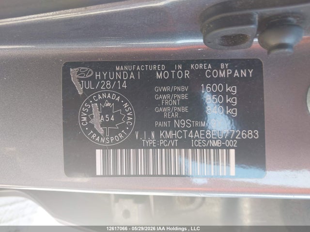 KMHCT4AE8EU772683 Hyundai Accent
