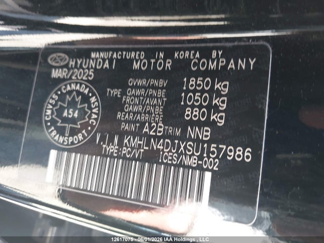Aukcja sprzedaży 2025 Hyundai Elantra Luxury Hybrid, vin: KMHLN4DJXSU157986, numer aukcji: 12617075