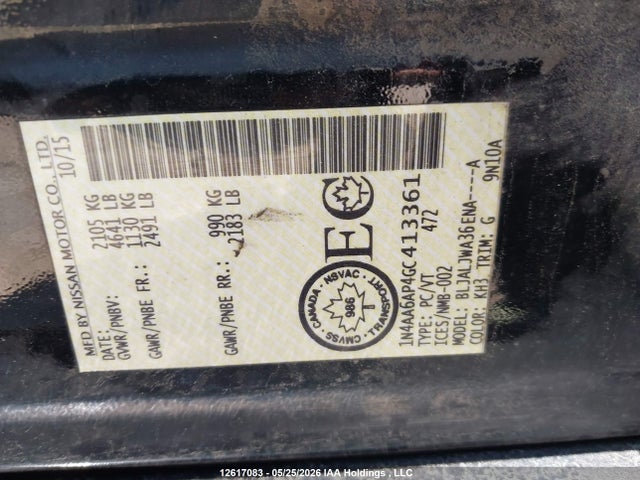 1N4AA6AP4GC413361 Nissan Maxima