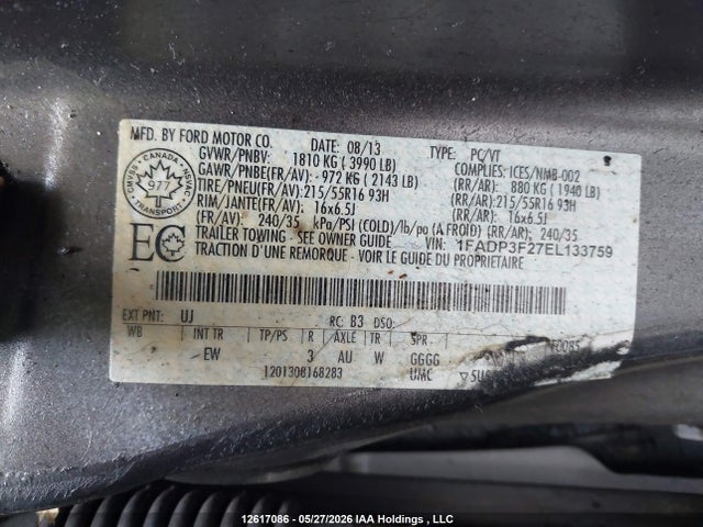 Продажа на аукционе авто 2014 Ford Focus Se, vin: 1FADP3F27EL133759, номер лота: 12617086