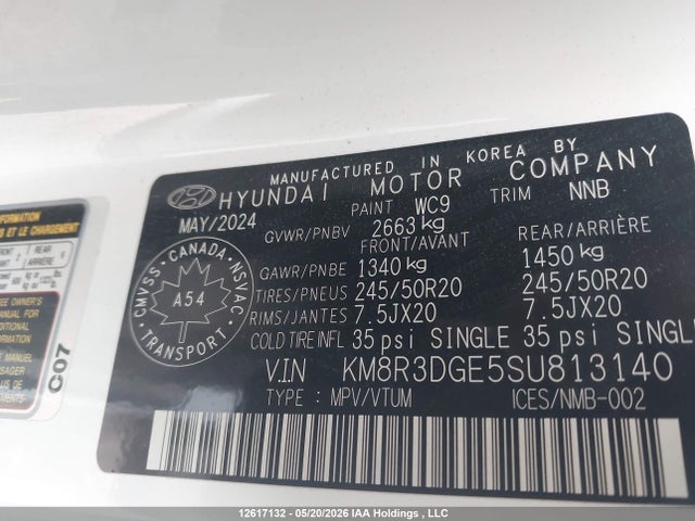 Продаж на аукціоні авто 2025 Hyundai Palisade Xrt, vin: KM8R3DGE5SU813140, номер лоту: 12617132