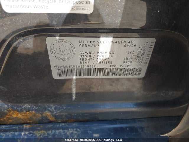 Aukcja sprzedaży 2010 Volkswagen Passat Cc Sportline, vin: WVWML9AN5AE518598, numer aukcji: 12617133