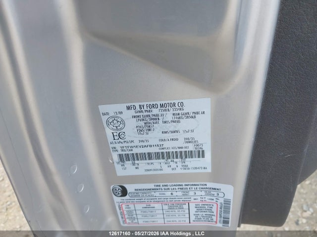 Aukcja sprzedaży 2010 Ford F-150 Fx4/harley-davidson/lariat/xlt, vin: 1FTFW1EV2AFB11537, numer aukcji: 12617160