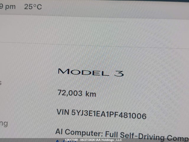 5YJ3E1EA1PF481006 Tesla MODEL 3
