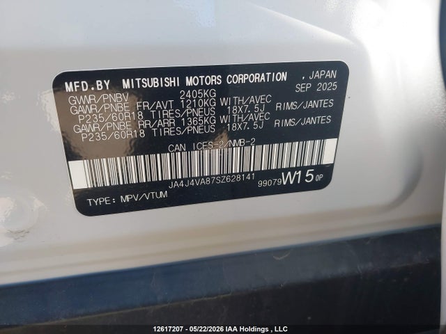 Продаж на аукціоні авто 2025 Mitsubishi Outlander Se/diamond Trail Edition, vin: JA4J4VA87SZ628141, номер лоту: 12617207
