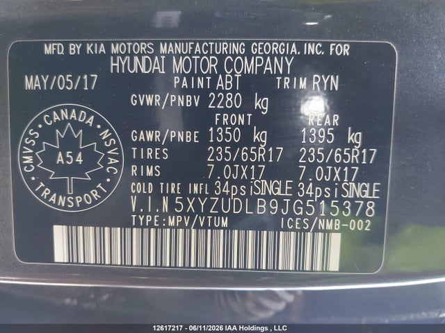 2018 Hyundai Santa Fe Sport 2.4 Premium მანქანა იყიდება აუქციონზე, vin: 5XYZUDLB9JG515378, აუქციონის ნომერი: 12617217