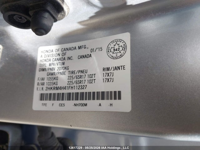 12617229 :رقم المزاد ، 2HKRM4H41FH112327 vin ، 2015 Honda Cr-v مزاد بيع