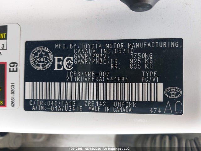 Продаж на аукціоні авто 2010 Toyota Matrix, vin: 2T1KU4EE9AC441884, номер лоту: 12612108
