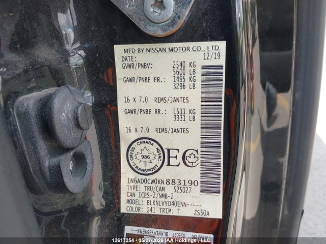 Продаж на аукціоні авто 2019 Nissan Frontier Sv/pro-4x, vin: 1N6AD0CW0KN883190, номер лоту: 12617254