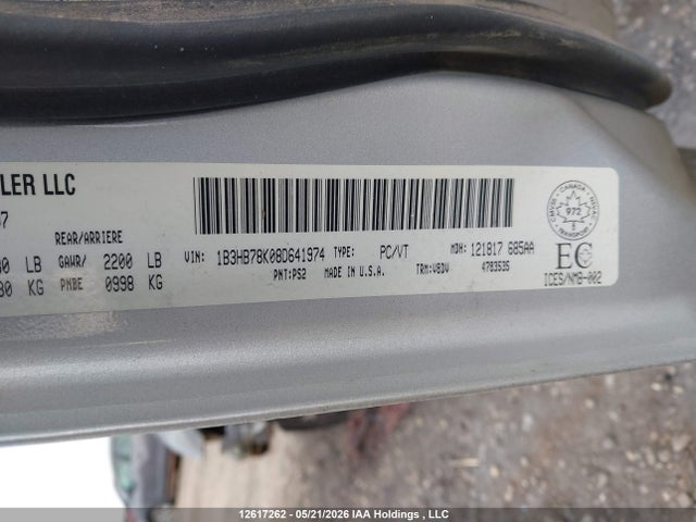 12617262 :رقم المزاد ، 1B3HB78K08D641974 vin ، 2008 Dodge Caliber R/t مزاد بيع