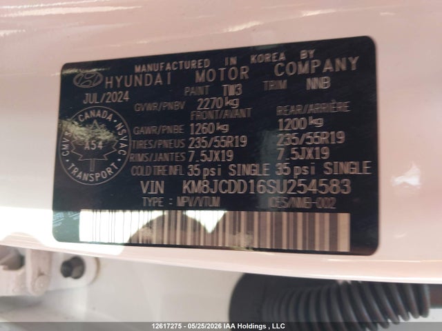 2025 Hyundai Tucson Hybrid მანქანა იყიდება აუქციონზე, vin: KM8JCDD16SU254583, აუქციონის ნომერი: 12617275