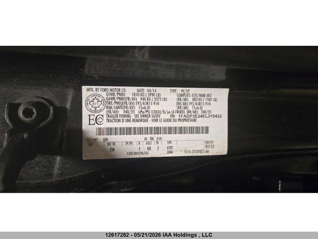 1FADP3E24EL315422 Ford FOCUS S