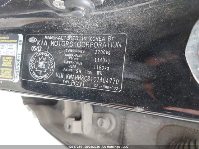 Продаж на аукціоні авто 2012 Kia Rondo, vin: KNAHH8C81C7404770, номер лоту: 12617284