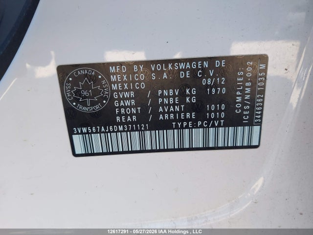 Aukcja sprzedaży 2013 Volkswagen Jetta Gli, vin: 3VW567AJ6DM371121, numer aukcji: 12617291