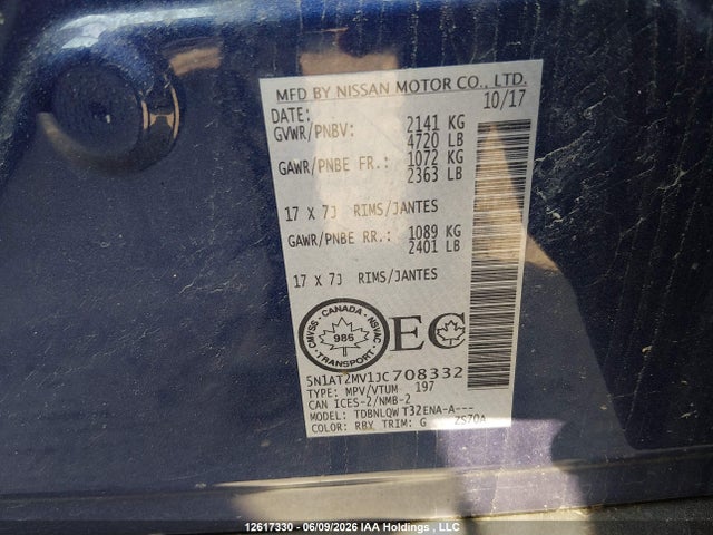 Nissan Rogue 2018 5N1AT2MV1JC708332 Image 9