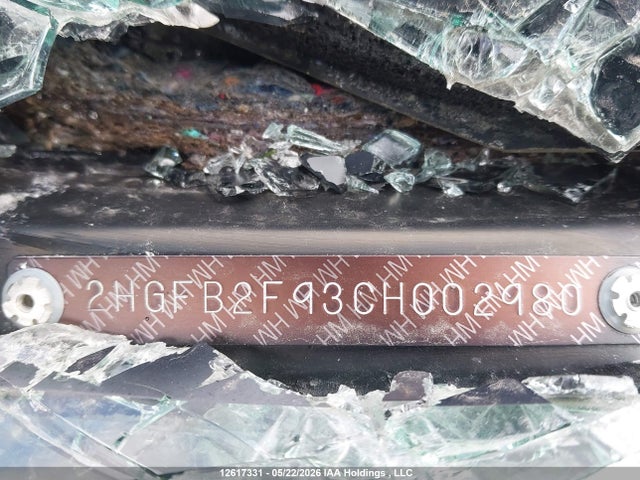 12617331 :رقم المزاد ، 2HGFB2F93CH002980 vin ، 2012 Honda Civic Exl مزاد بيع