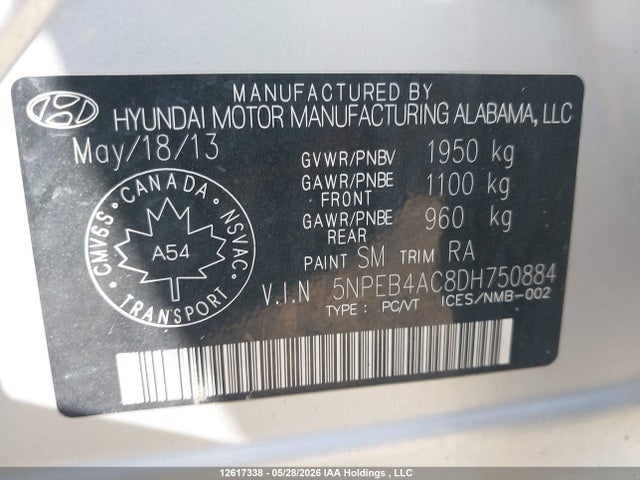 Продаж на аукціоні авто 2013 Hyundai Sonata Gls, vin: 5NPEB4AC8DH750884, номер лоту: 12617338