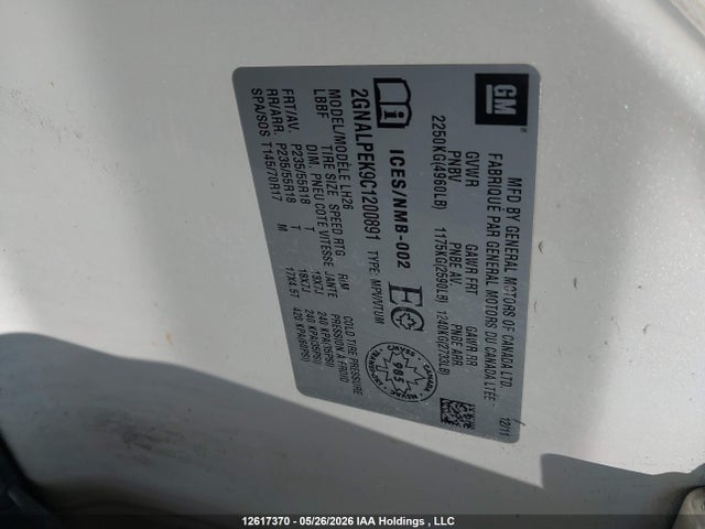Продажа на аукционе авто 2012 Chevrolet Equinox 2lt, vin: 2GNALPEK9C1200891, номер лота: 12617370