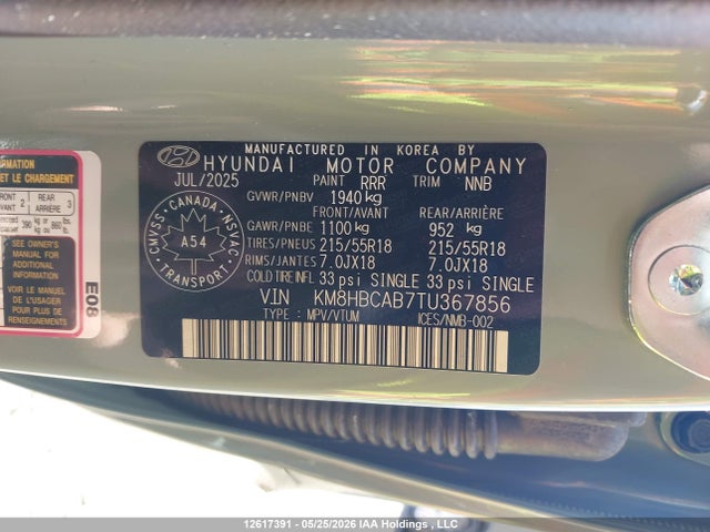 Продаж на аукціоні авто 2026 Hyundai Kona Preferred Awd, vin: KM8HBCAB7TU367856, номер лоту: 12617391