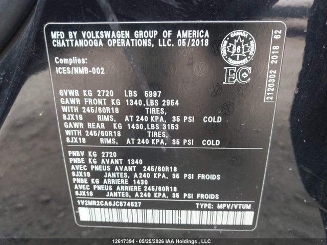 1V2MR2CA6JC574527 Volkswagen Atlas 3.6 Fsi Highline