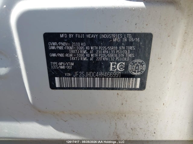 12617417 :رقم المزاد ، JF2SJHDC4HH466991 vin ، 2017 Subaru Forester 2.0xt Limited مزاد بيع