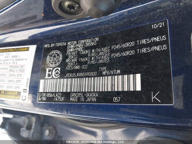 Toyota 4runner 2022 JTEKU5JR8N5990800 Image 9