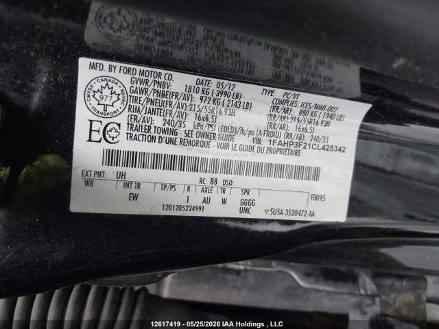 Aukcja sprzedaży 2012 Ford Focus Se, vin: 1FAHP3F21CL425342, numer aukcji: 12617419