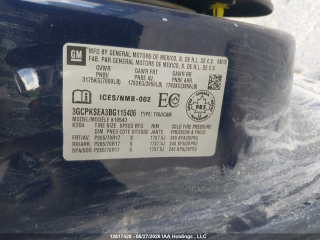 Aukcja sprzedaży 2011 Chevrolet Silverado 1500 Lt, vin: 3GCPKSEA3BG115406, numer aukcji: 12617428