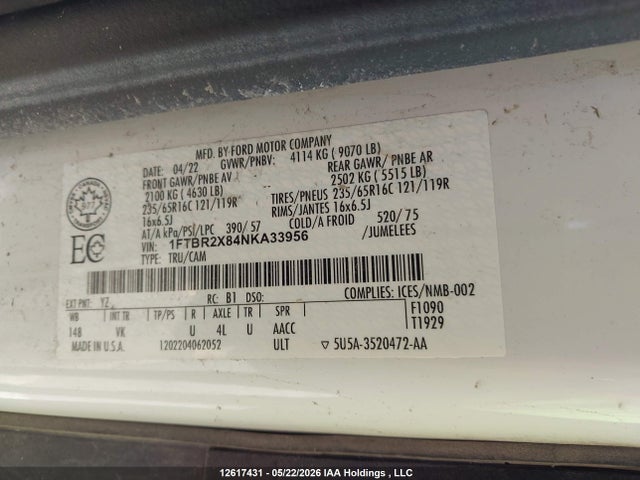 1FTBR2X84NKA33956 Ford Transit T-250