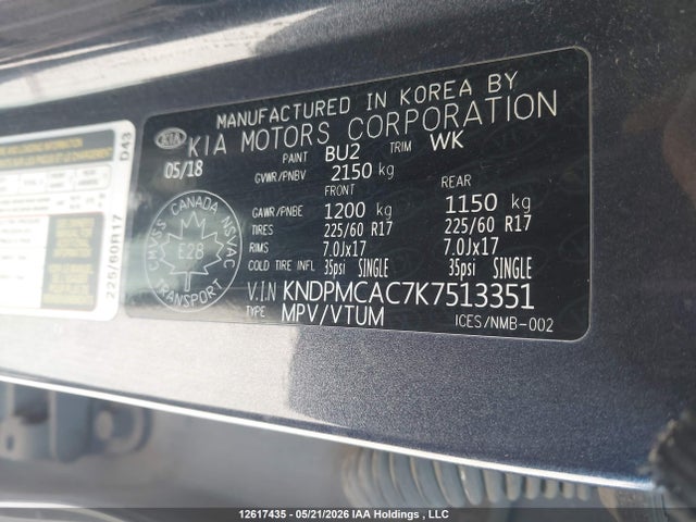 Продаж на аукціоні авто 2019 Kia Sportage Lx, vin: KNDPMCAC7K7513351, номер лоту: 12617435