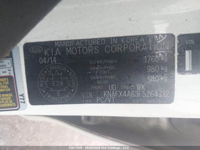 Aukcja sprzedaży 2015 Kia Forte Lx, vin: KNAFX4A63F5264712, numer aukcji: 12617439
