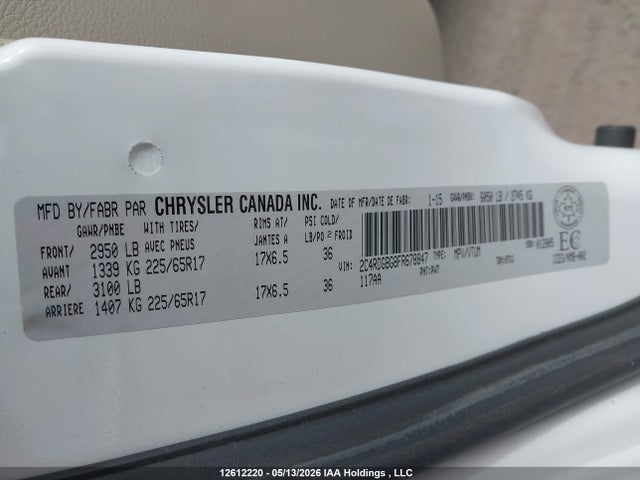 2C4RDGBG8FR678847 Dodge Grand Caravan Se/sxt