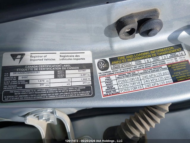 2008 Nissan Armada Se მანქანა იყიდება აუქციონზე, vin: 5N1AA08CX8N600261, აუქციონის ნომერი: 12617472