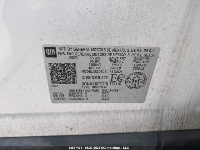 Aukcja sprzedaży 2024 Chevrolet Equinox Premier, vin: 3GNAXXEG7RL173116, numer aukcji: 12617478