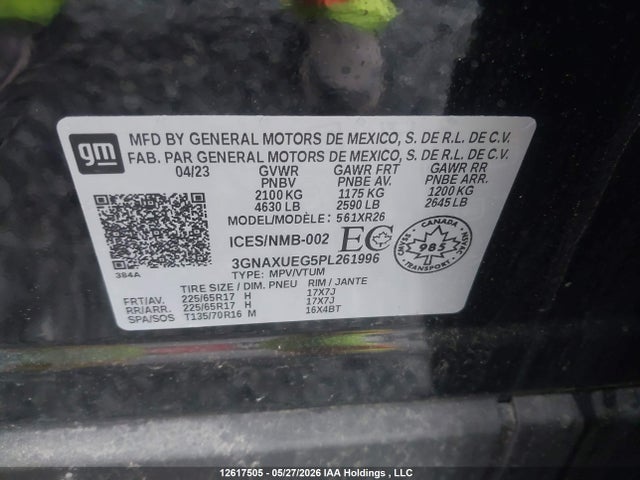 3GNAXUEG5PL261996 Chevrolet EQUINOX LT