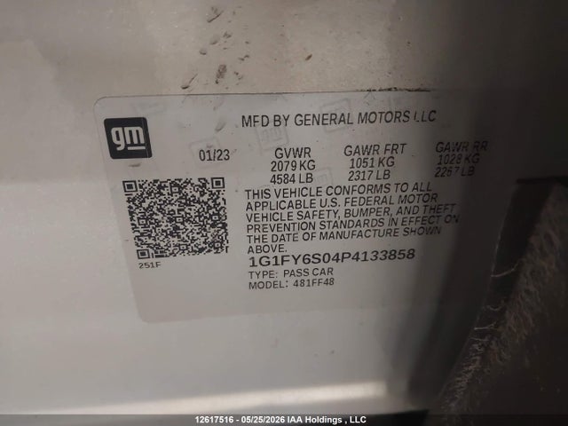Продаж на аукціоні авто 2023 Chevrolet Bolt Euv Fwd Lt, vin: 1G1FY6S04P4133858, номер лоту: 12617516