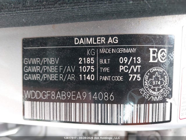 Продажа на аукционе авто 2014 Mercedes-benz C 300 4matic, vin: WDDGF8AB9EA914086, номер лота: 12617517