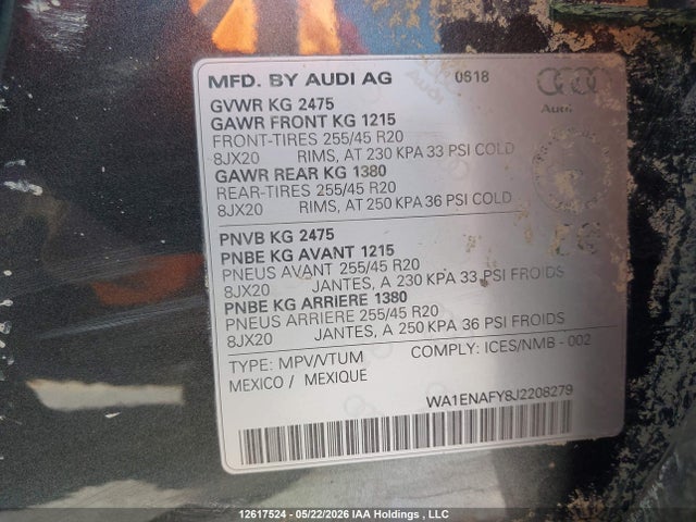 WA1ENAFY8J2208279 Audi Q5 2.0t Progressiv